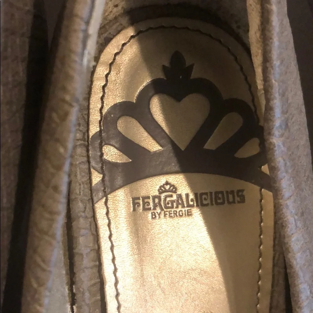 Fergalicious by Fergie Gray Snake Print Closed Toe Wedge Pumps Size 7